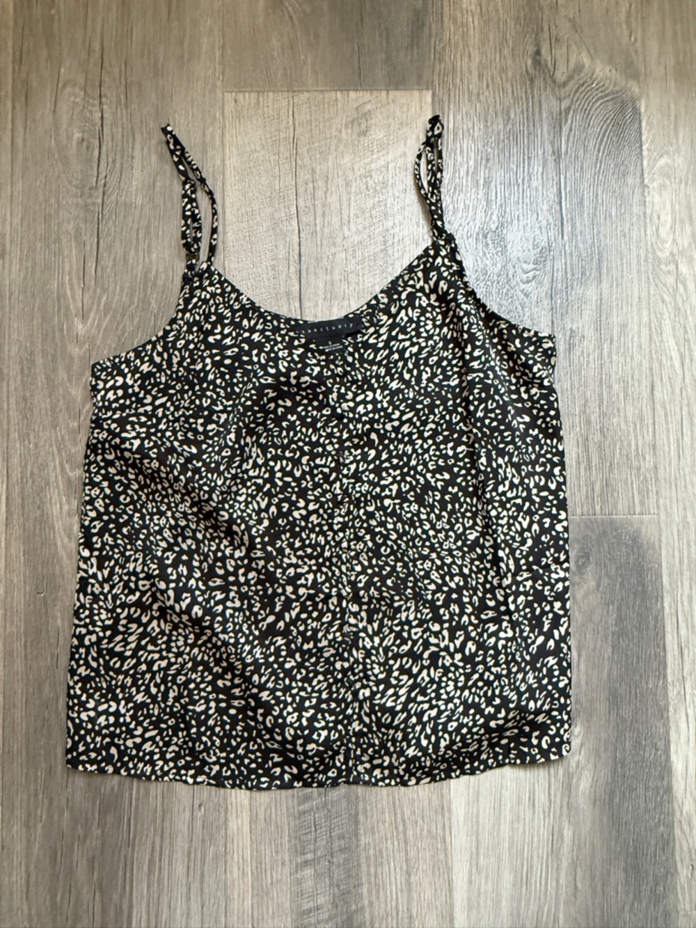 Sanctuary Satin Black and White Printed Spaghetti Strap Cami Top